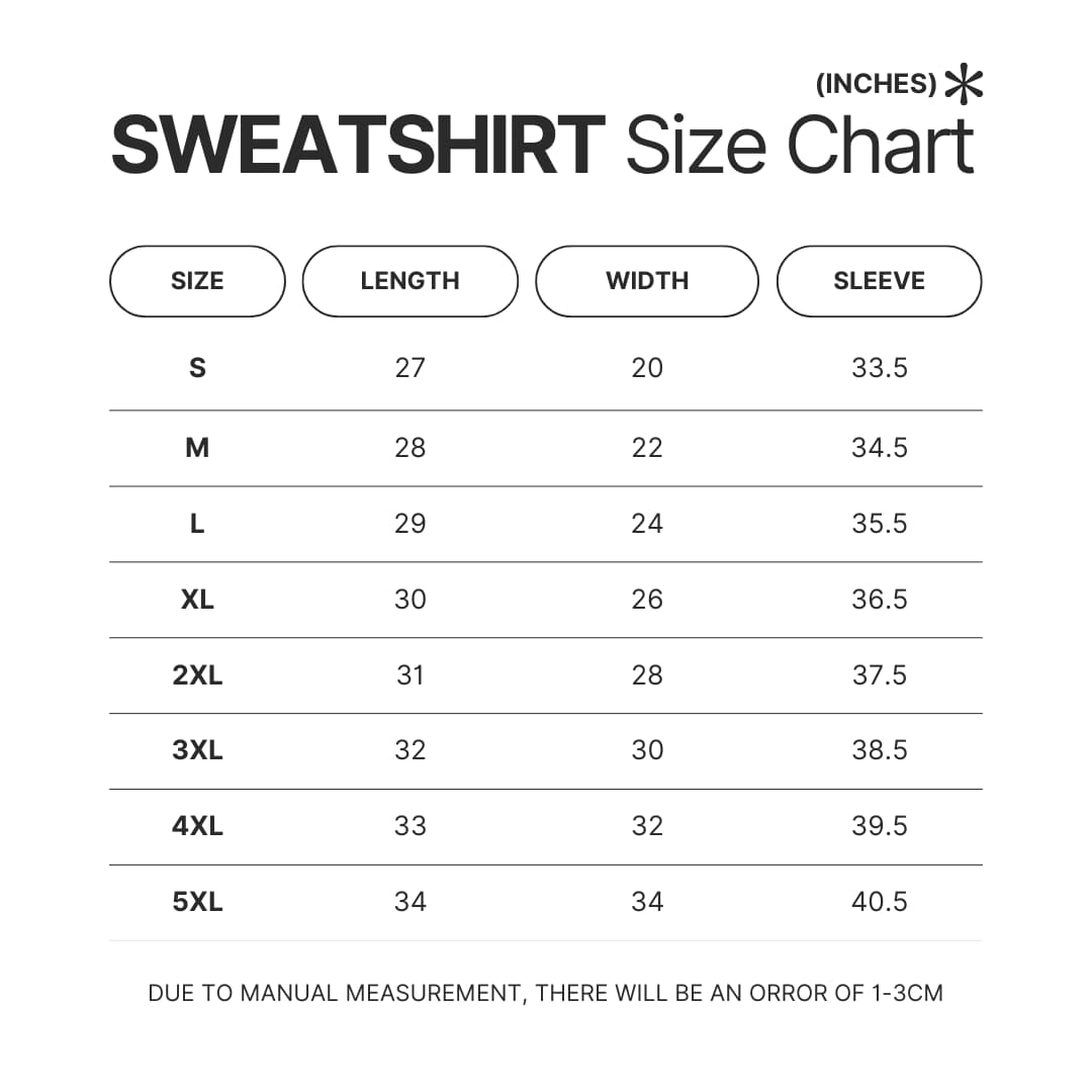 Sweatshirt Size Chart - Tate McRae Store